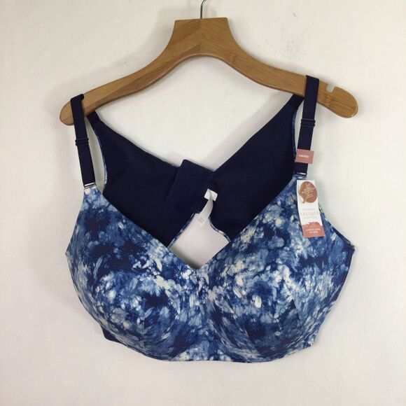 Cacique Lightly Lined No Wire Tye Dye Molded Adjustable Bra Blue Size 46DDD - Picture 12 of 12